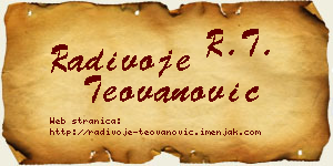 Radivoje Teovanović vizit kartica